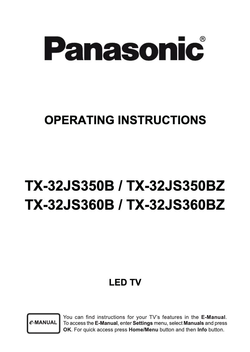 Page 1 de la notice Manuel utilisateur Panasonic TX-32JS360B