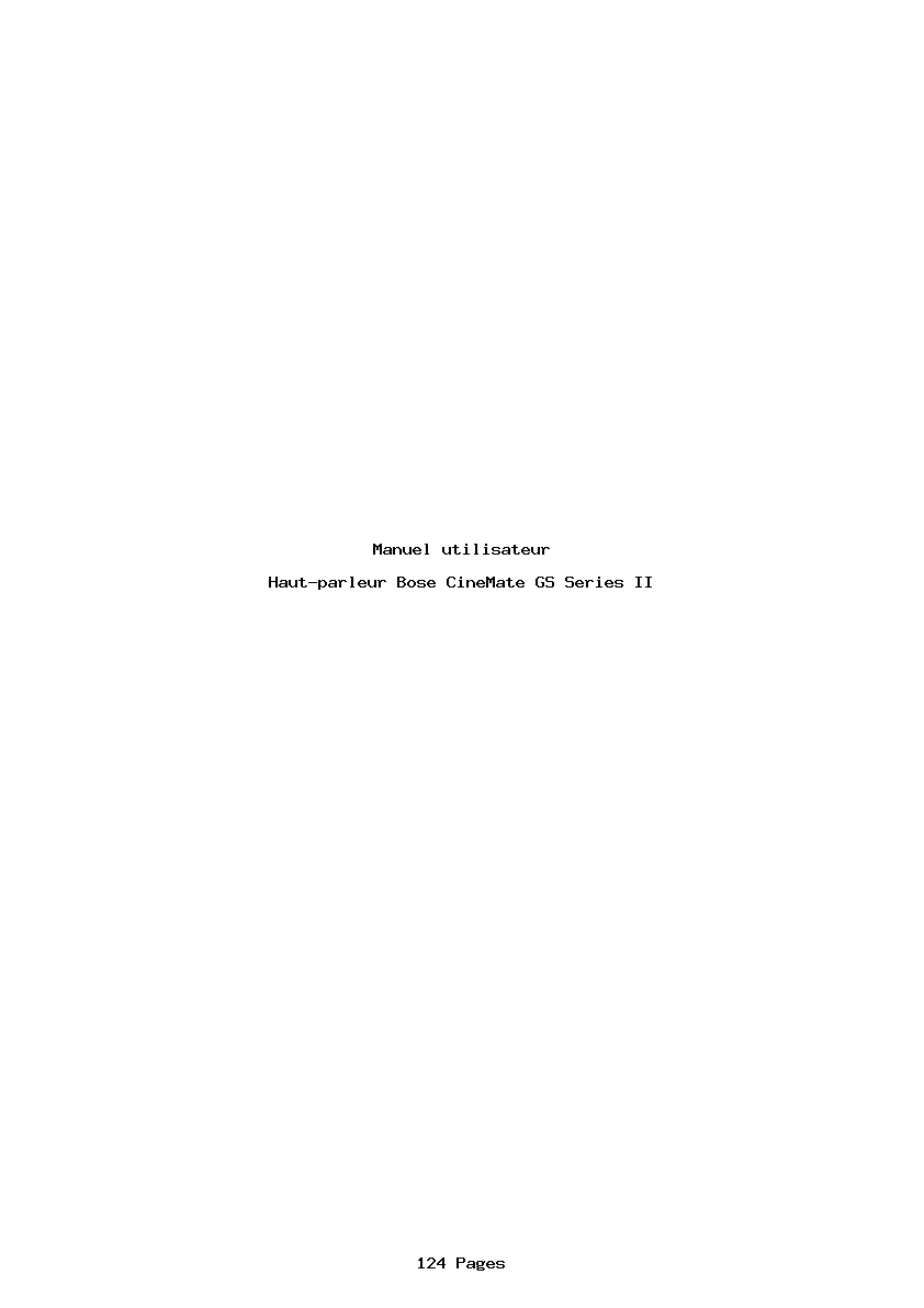 Page 1 de la notice Manuel utilisateur Bose CineMate GS Series II