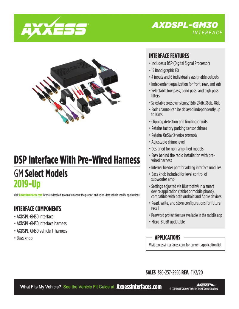 Page 1 de la notice Fiche technique AXESS AXDSPL-GM30