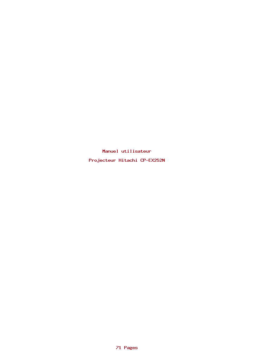 Page 1 de la notice Manuel utilisateur Hitachi CP-EX252N