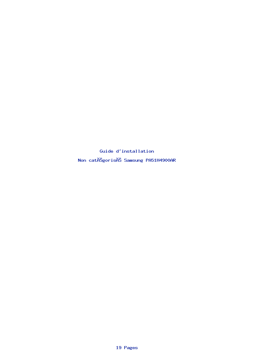 Page 1 de la notice Guide d'installation Samsung PA51H4900AR