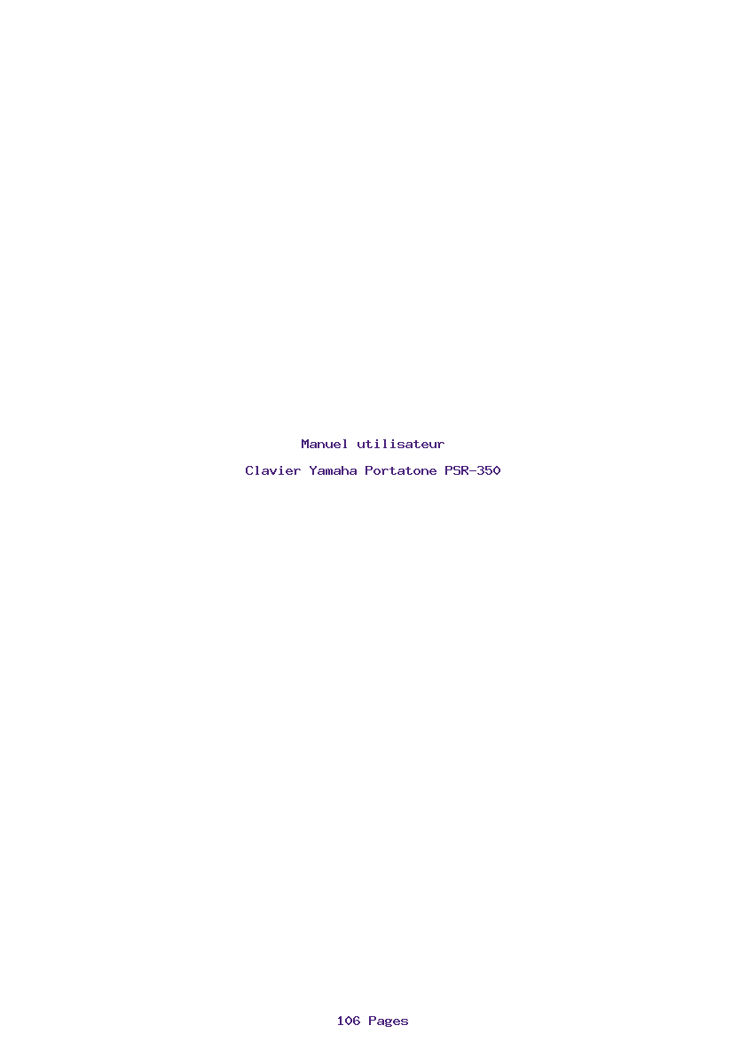 Page 1 de la notice Manuel utilisateur Yamaha Portatone PSR-350