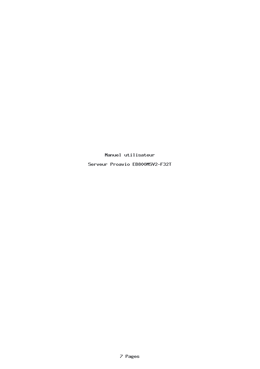 Page 1 de la notice Manuel utilisateur Proavio EB800MSV2-F32T