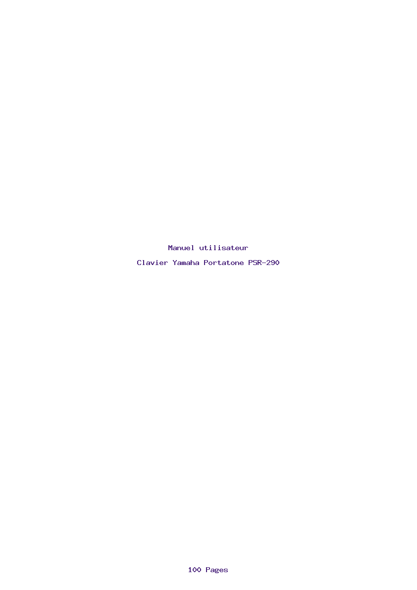 Page 1 de la notice Manuel utilisateur Yamaha Portatone PSR-290