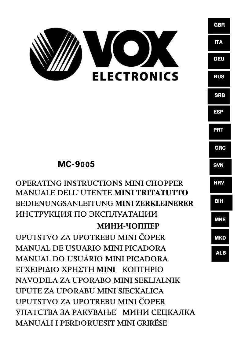 Página 1 del manual Manual de usuario VOX MC9005