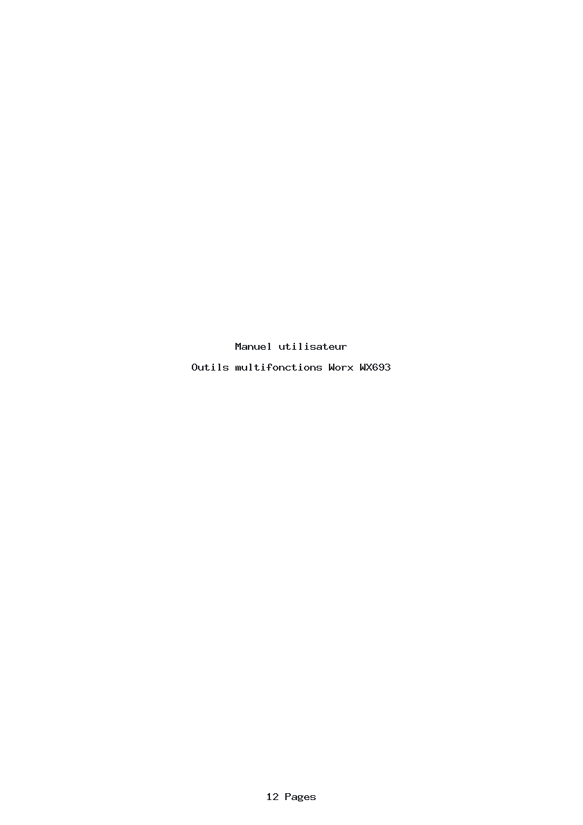 Page 1 de la notice Manuel utilisateur Worx WX693