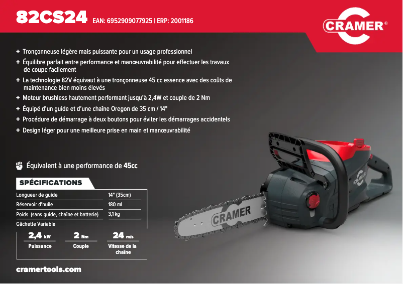 Page 1 de la notice Manuel utilisateur Cramer 82CS24