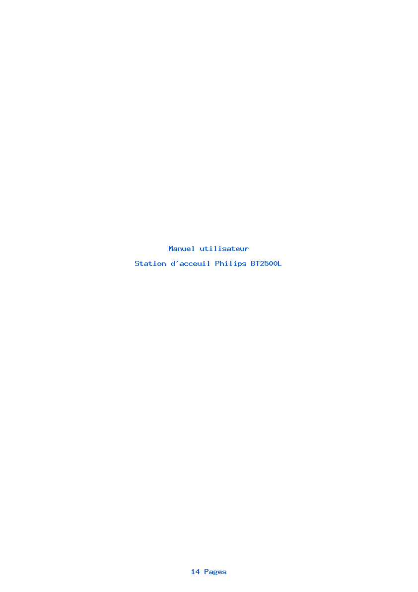 Page 1 de la notice Manuel utilisateur Philips BT2500L