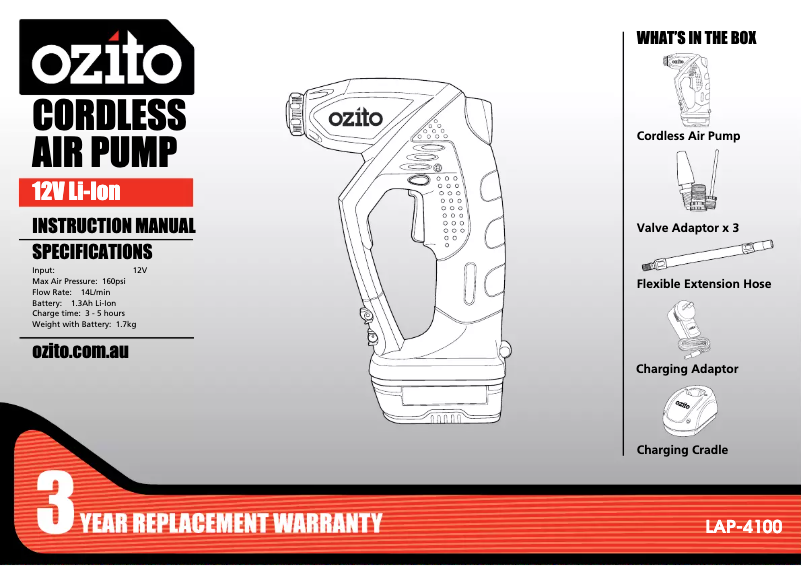 Page 1 de la notice Manuel utilisateur Ozito LAP-4100