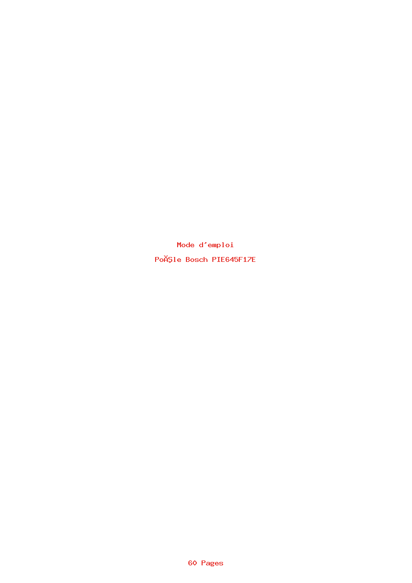 Page 1 de la notice Mode d'emploi Bosch PIE645F17E
