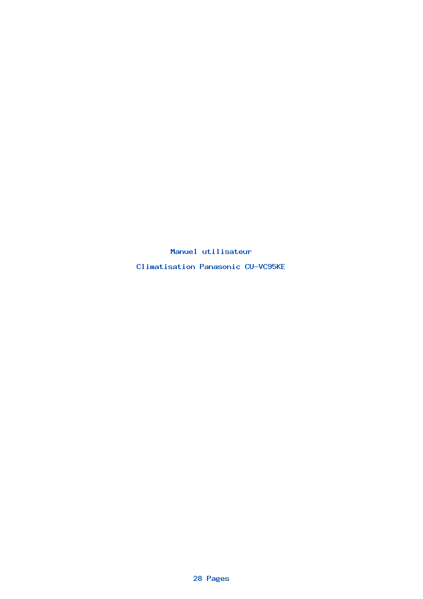 Page 1 de la notice Manuel utilisateur Panasonic CU-VC95KE
