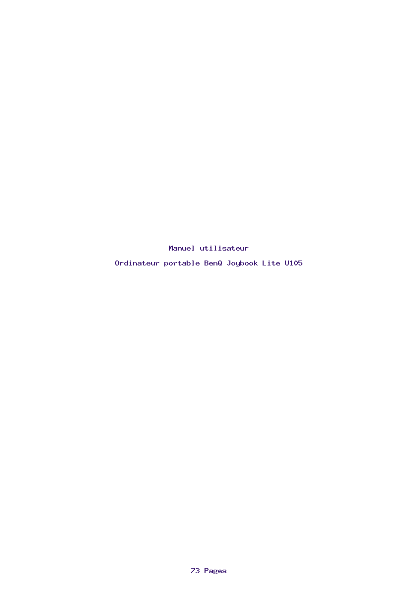 Page 1 de la notice Manuel utilisateur BenQ Joybook Lite U105