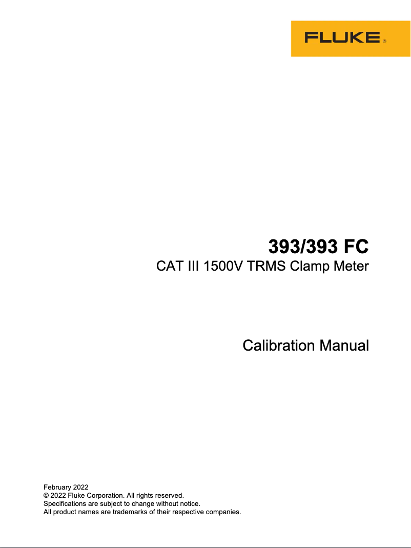 Page 1 of the manual User Manual Fluke 393 FC