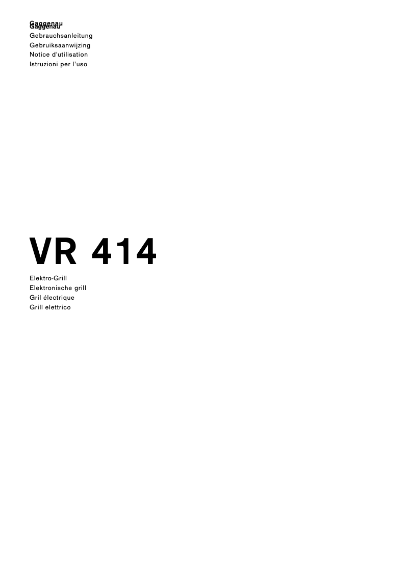 Página 1 del manual Manual de usuario Gaggenau VR 414