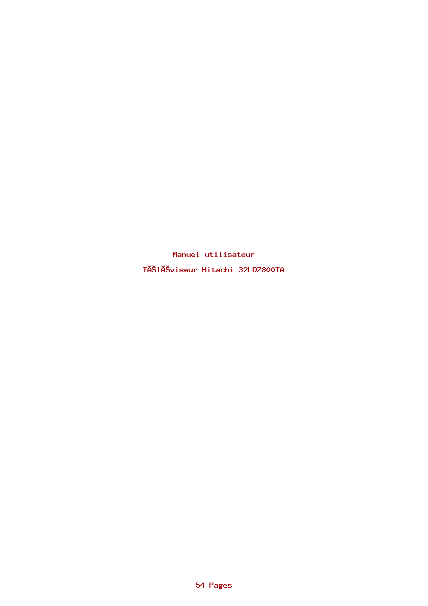 Page 1 de la notice Manuel utilisateur Hitachi 32LD7800TA