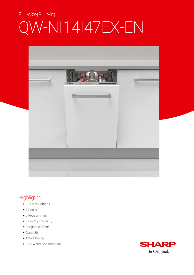 Page 1 de la notice Fiche technique Sharp QW-NI14I47EX-EN