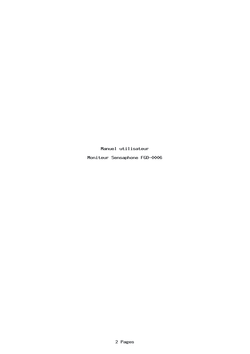 Page 1 de la notice Manuel utilisateur Sensaphone FGD-0006