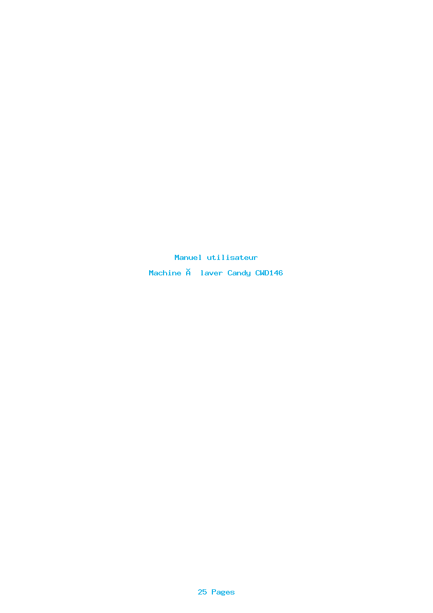 Page 1 de la notice Manuel utilisateur Candy CWD146