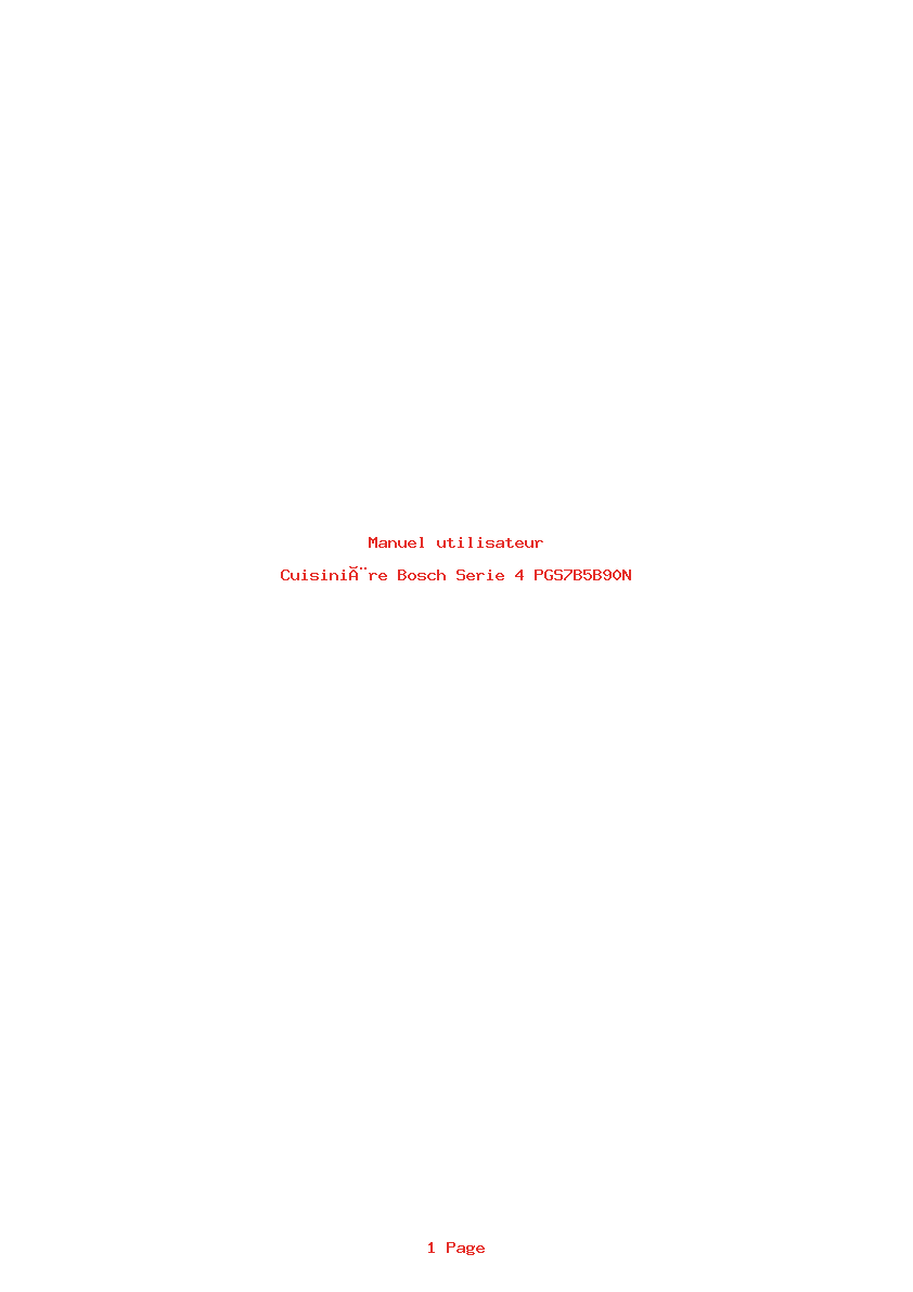 Page 1 de la notice Manuel utilisateur Bosch Serie 4 PGS7B5B90N