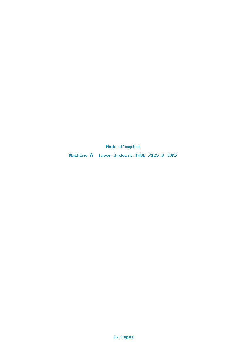Page 1 de la notice Mode d'emploi Indesit IWDE 7125 B (UK)