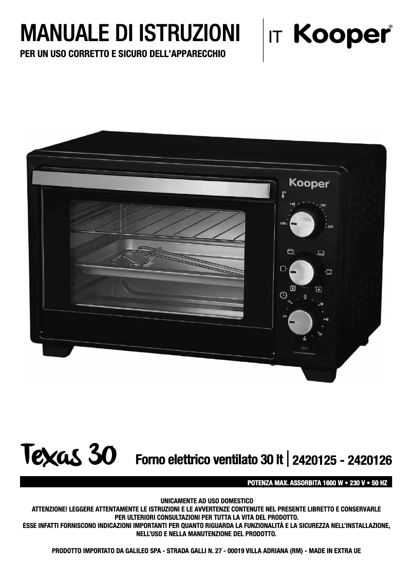 Page 1 de la notice Manuel utilisateur Kooper 2420126