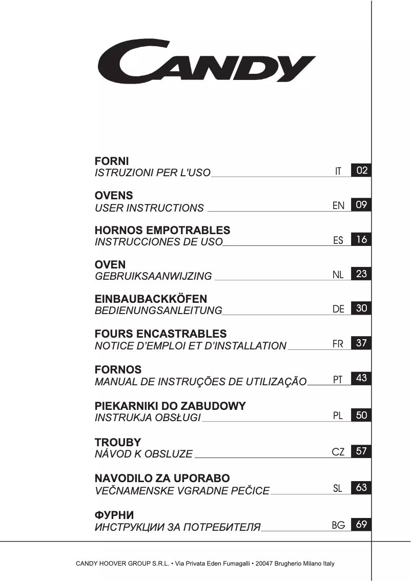 Page 1 de la notice Manuel utilisateur Candy FCP615XL/E