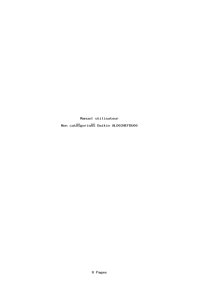 Page 1 de la notice Manuel utilisateur Daikin ALD02HEFBU00