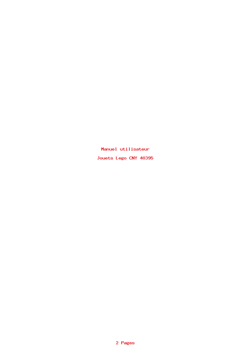 Page 1 de la notice Manuel utilisateur Lego CNY 40395