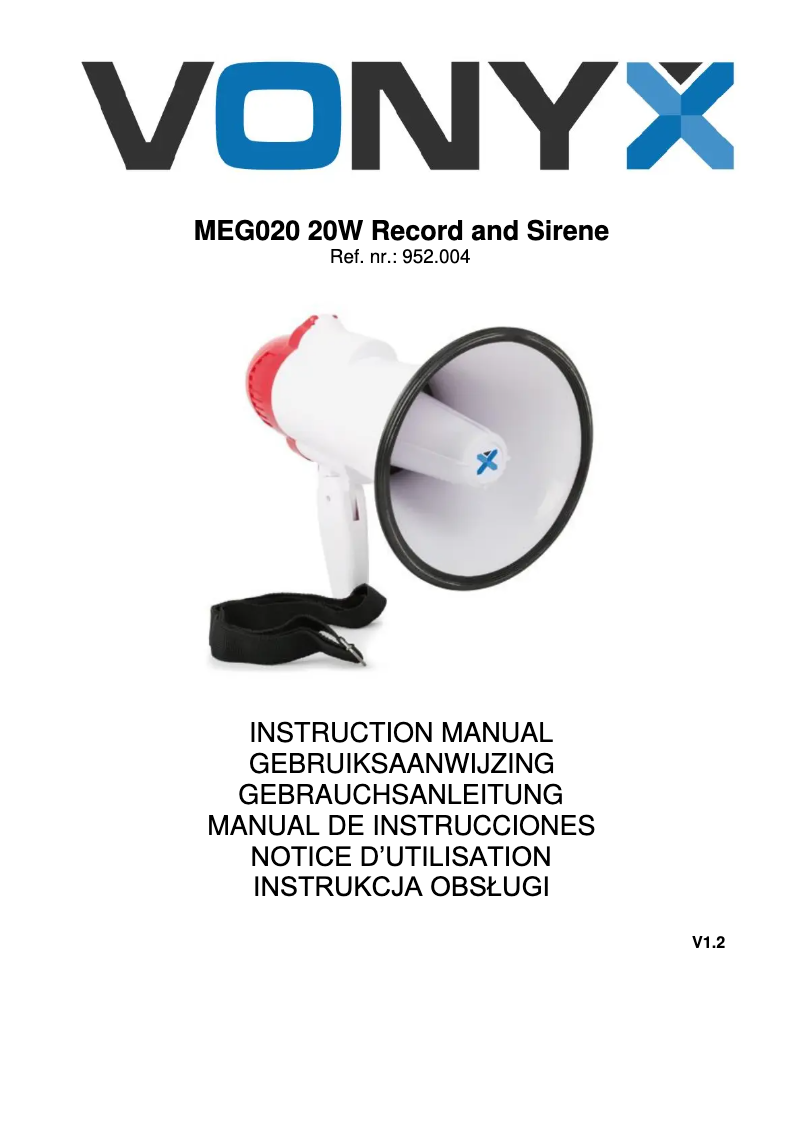 Page 1 de la notice Manuel utilisateur Vonyx MEG020