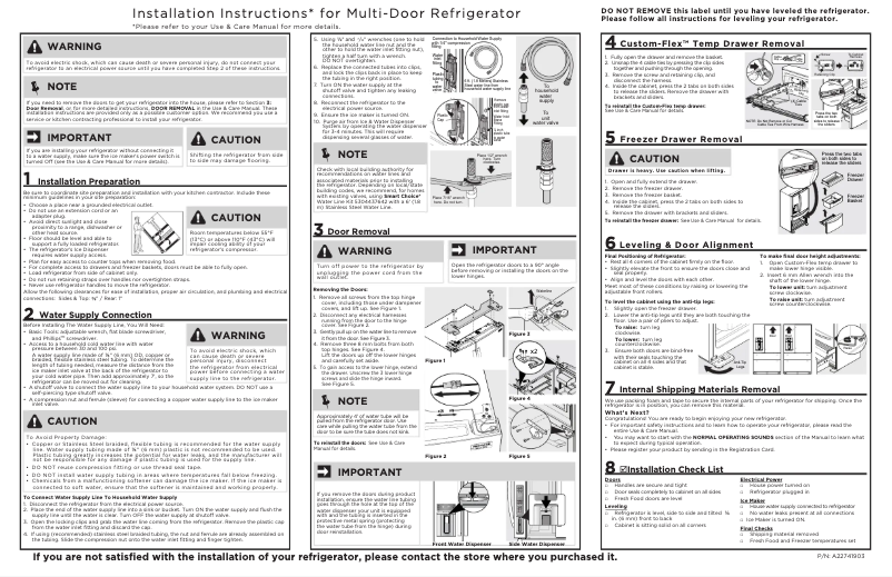 Page 1 de la notice Guide d'installation Frigidaire GRMN2872AF