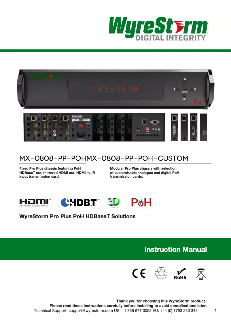 Page 1 de la notice Manuel utilisateur WyreStorm TX-POH-020