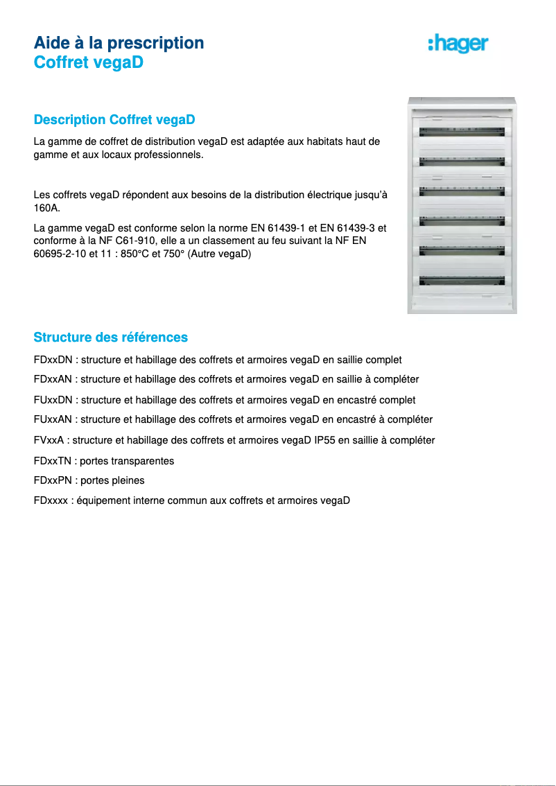 Page 1 de la notice Brochure Hager FU52DN