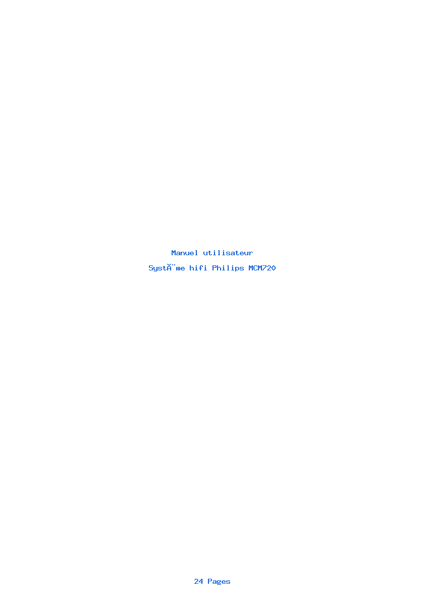 Page 1 de la notice Manuel utilisateur Philips MCM720