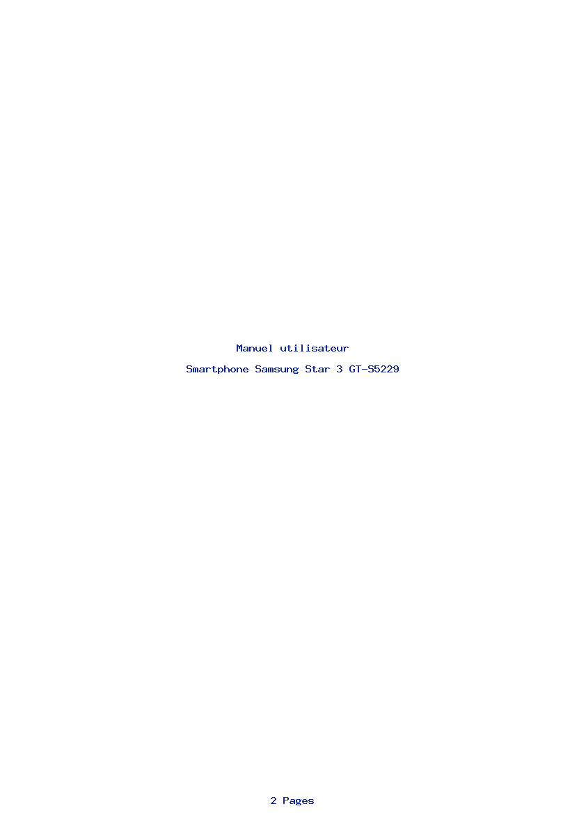 Page 1 de la notice Manuel utilisateur Samsung Star 3 GT-S5229