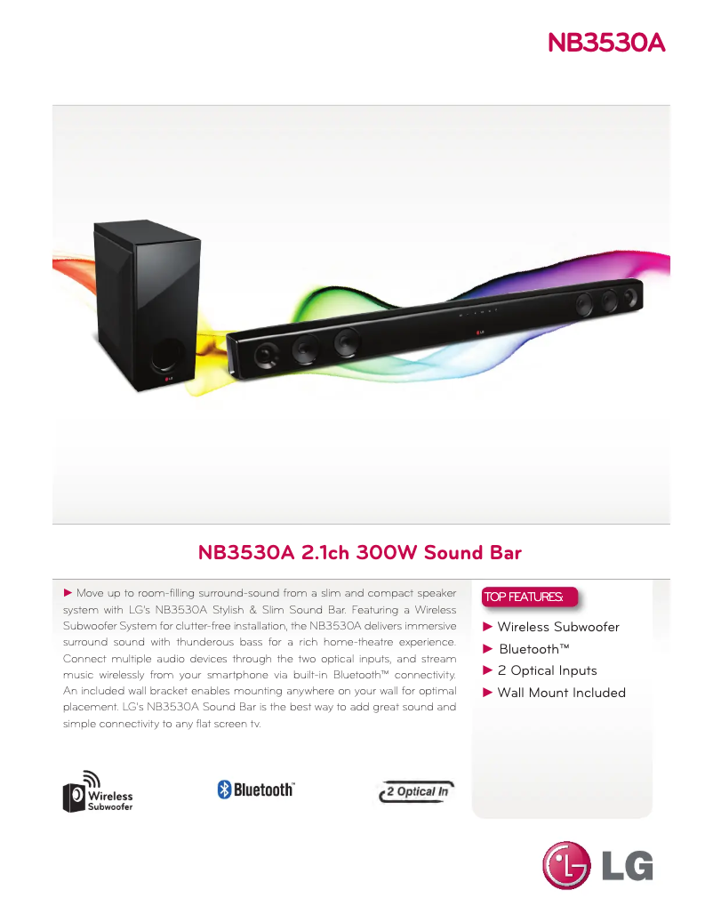 Page 1 de la notice Fiche technique LG NB3530A