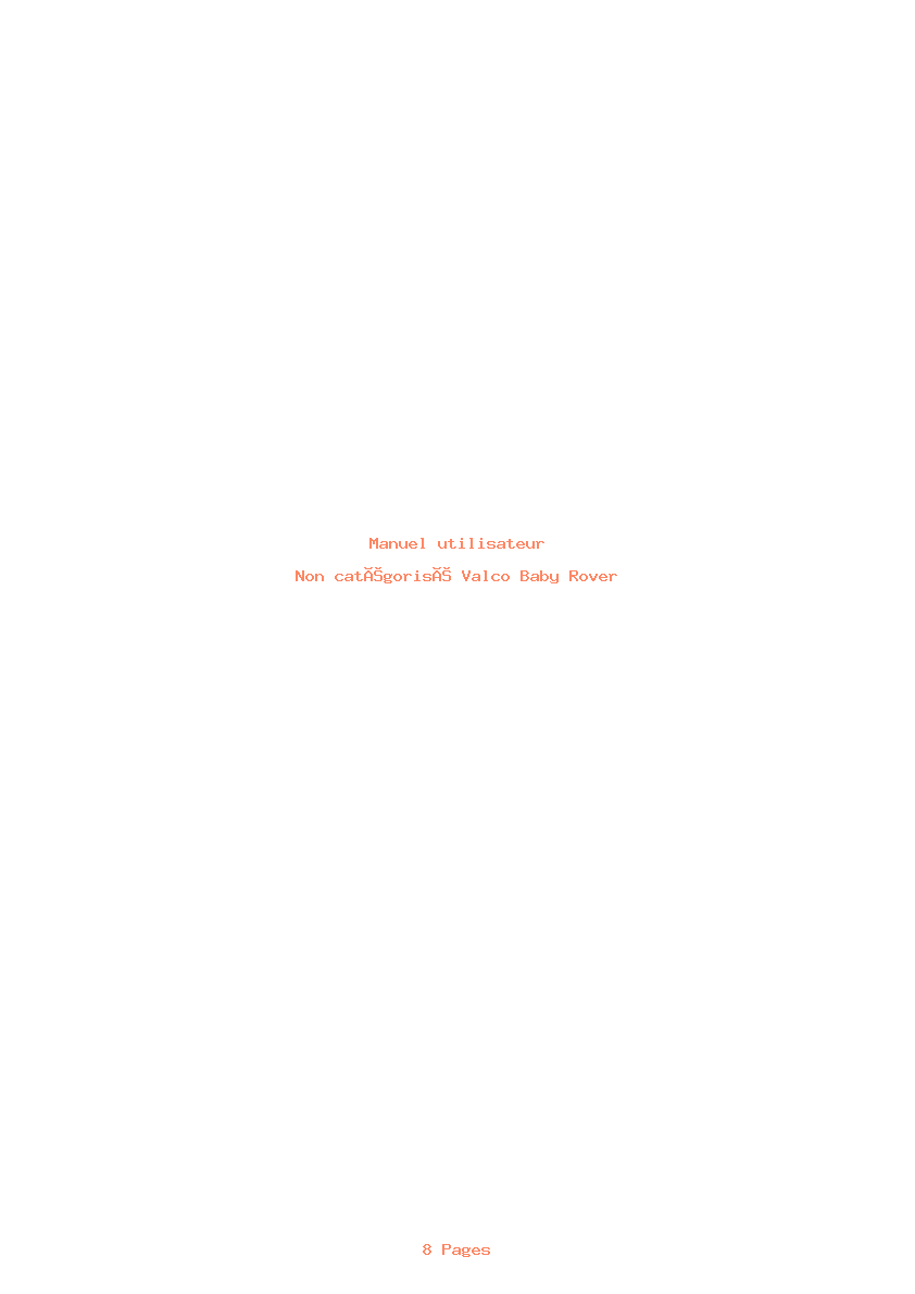 Page 1 de la notice Manuel utilisateur Valco Baby Rover