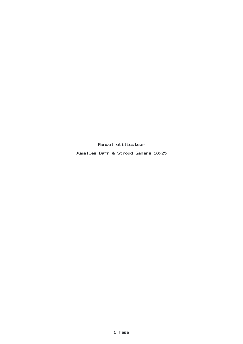 Page 1 de la notice Manuel utilisateur Barr & Stroud Sahara 10x25