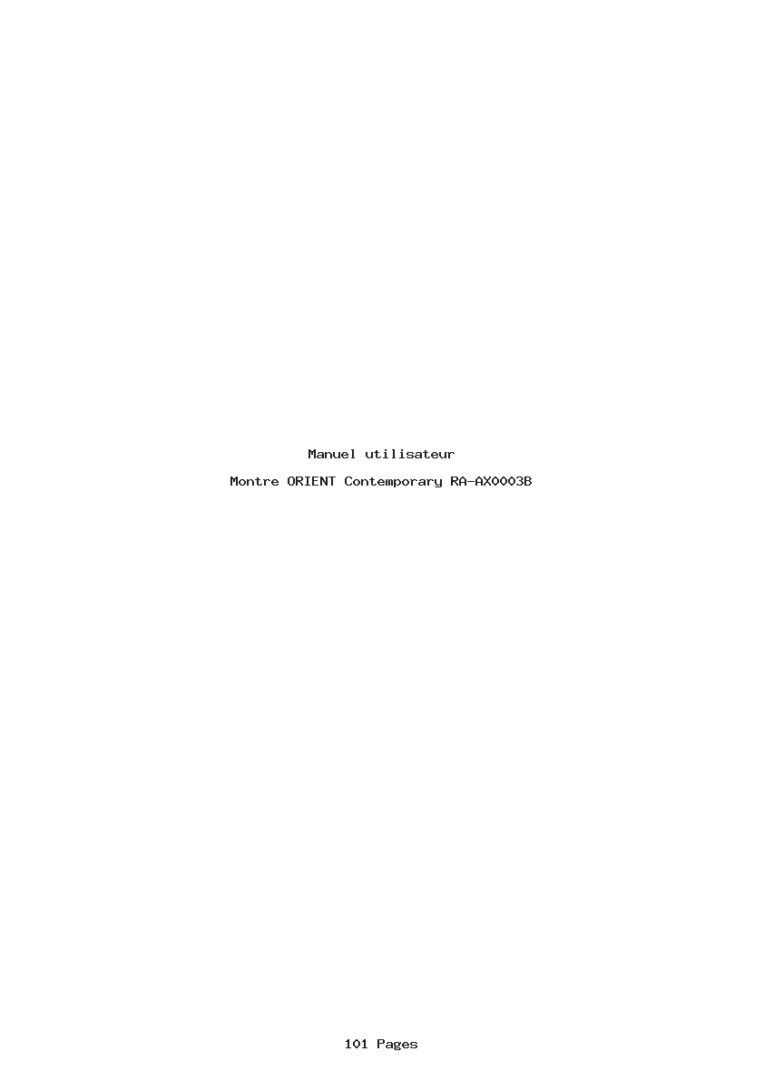 Page 1 de la notice Manuel utilisateur ORIENT Contemporary RA-AX0003B
