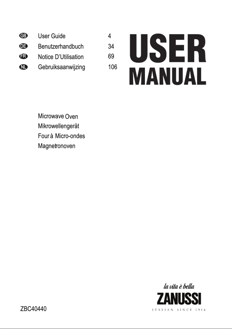 Página 1 del manual Manual de usuario Zanussi ZBC40440XA