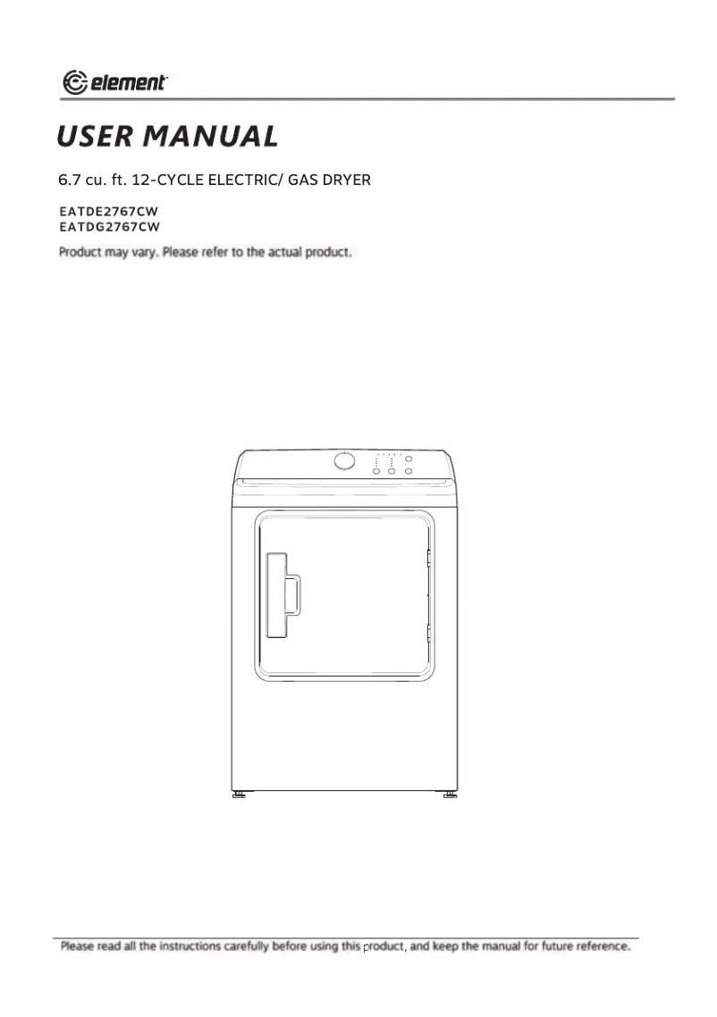 Page 1 de la notice Manuel utilisateur Element EATDG2767CW