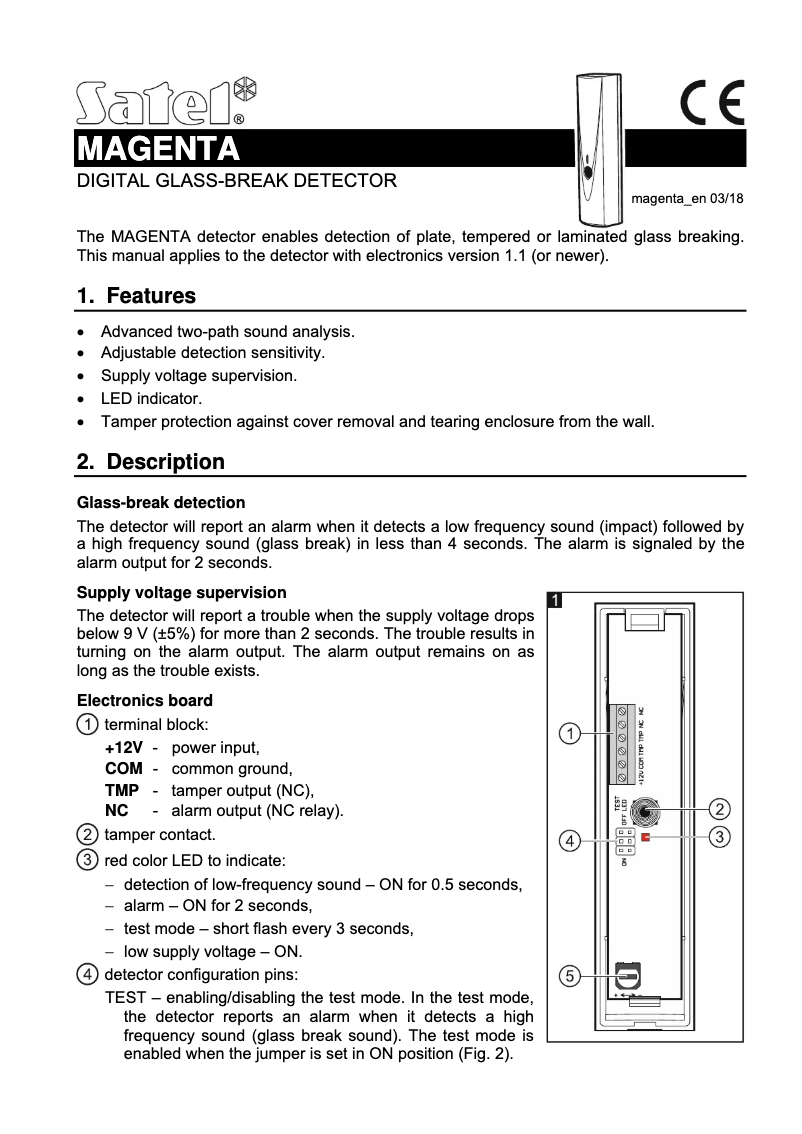 Page 1 de la notice Manuel utilisateur Satel MAGENTA