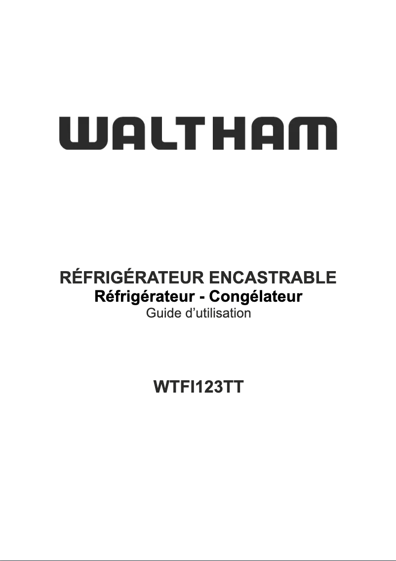 Page 1 de la notice Manuel utilisateur Waltham WTFI123TT