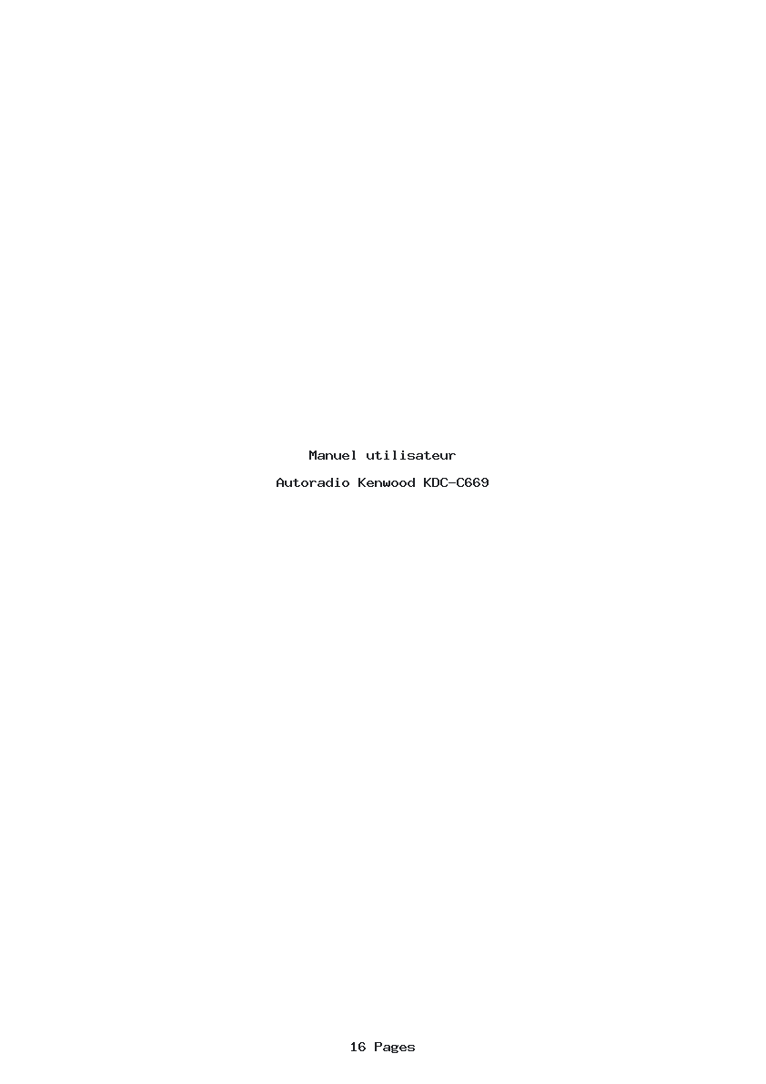 Page 1 de la notice Manuel utilisateur Kenwood KDC-C669