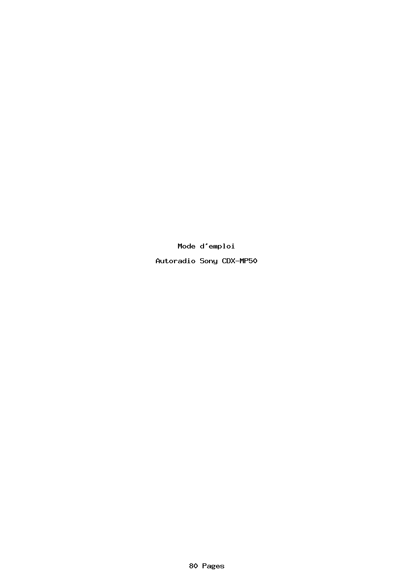 Page 1 de la notice Mode d'emploi Sony CDX-MP50