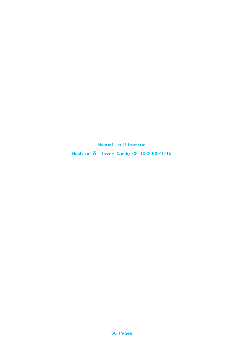 Page 1 de la notice Manuel utilisateur Candy CS 1082DGG/1-15
