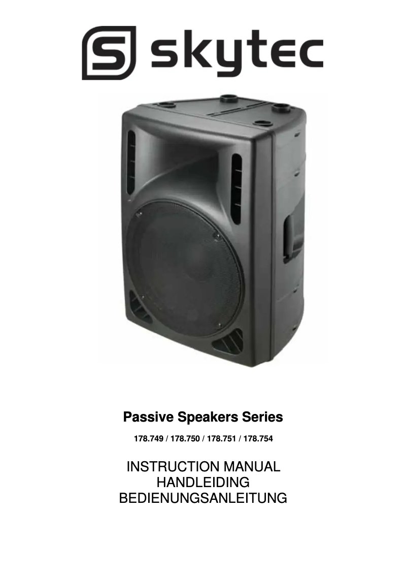 Page 1 de la notice Manuel utilisateur Skytec Passive Speaker 178.750