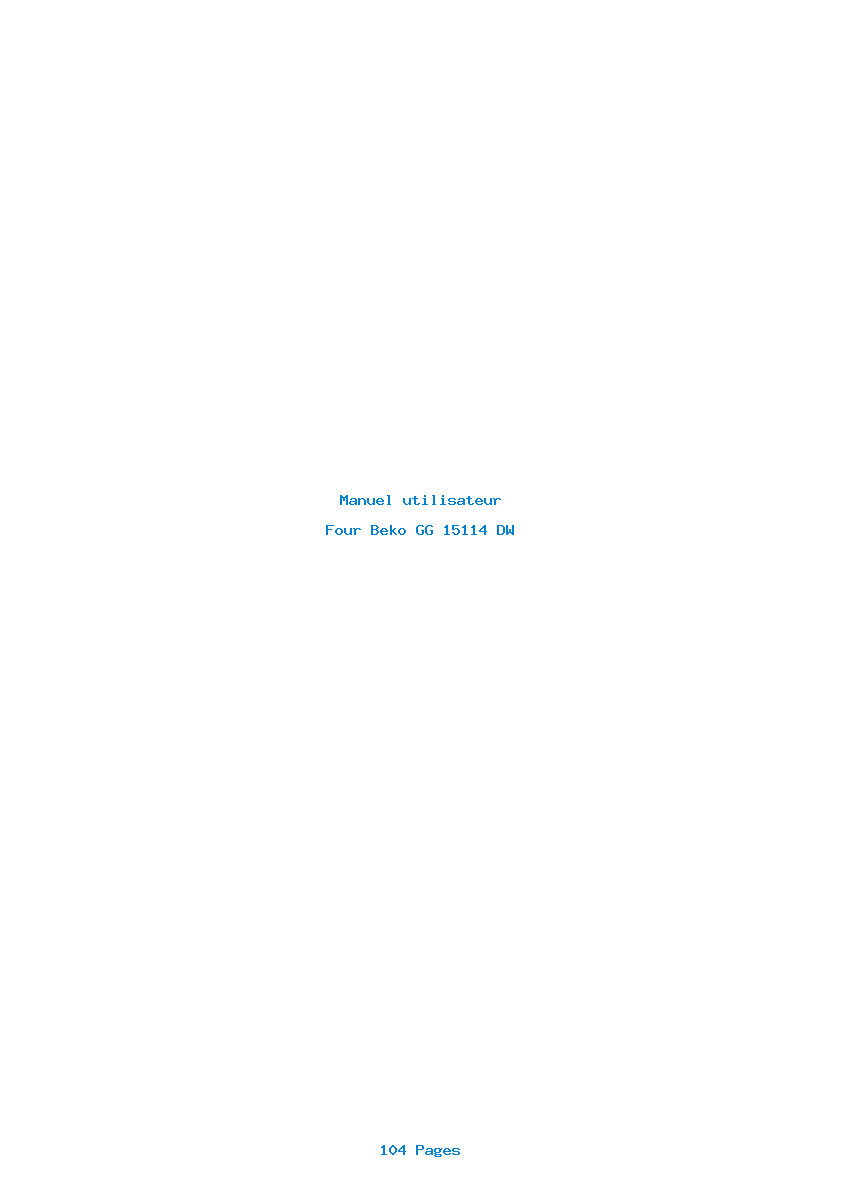 Page 1 de la notice Manuel utilisateur Beko GG 15114 DW