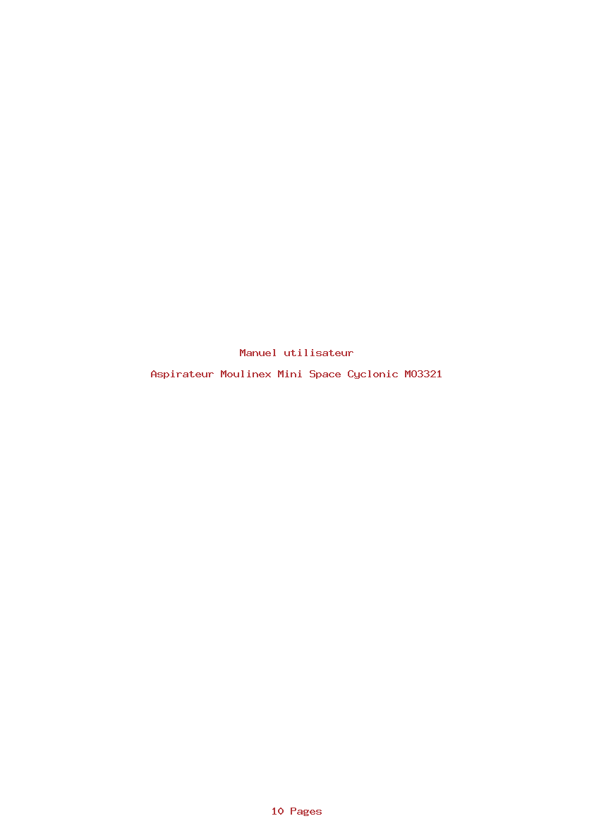 Page 1 de la notice Manuel utilisateur Moulinex Mini Space Cyclonic MO3321