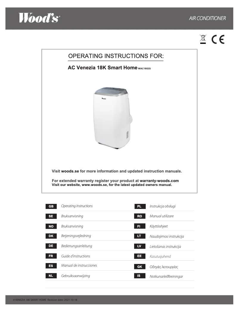 Página 1 del manual Manual de usuario Wood's AC Venezia 18K