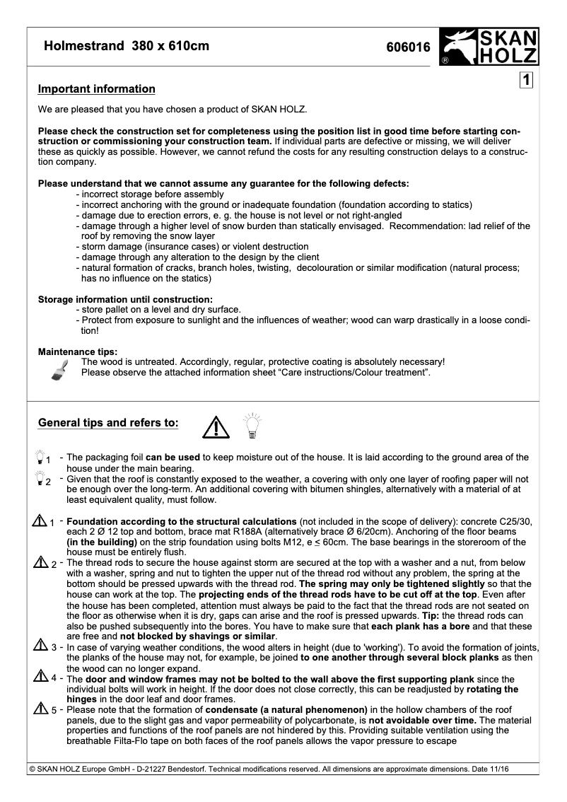 Page 1 de la notice Manuel utilisateur Skan Holz Holmestrand